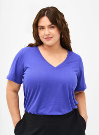 FLASH - T-shirt med v-hals, Royal Blue, Model