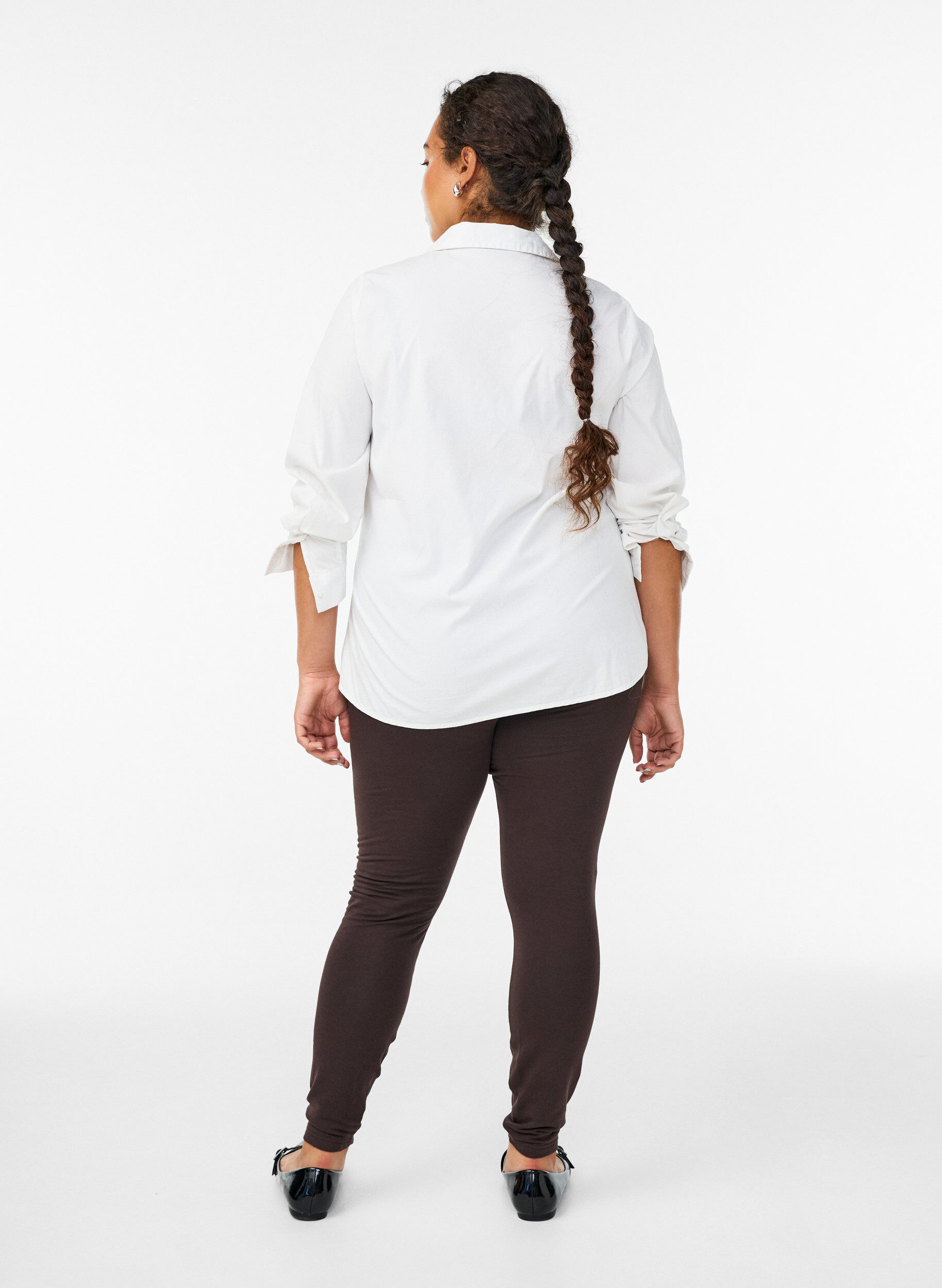 Zizzi Leggings i bomuld med foer, Brun, Model image number 2