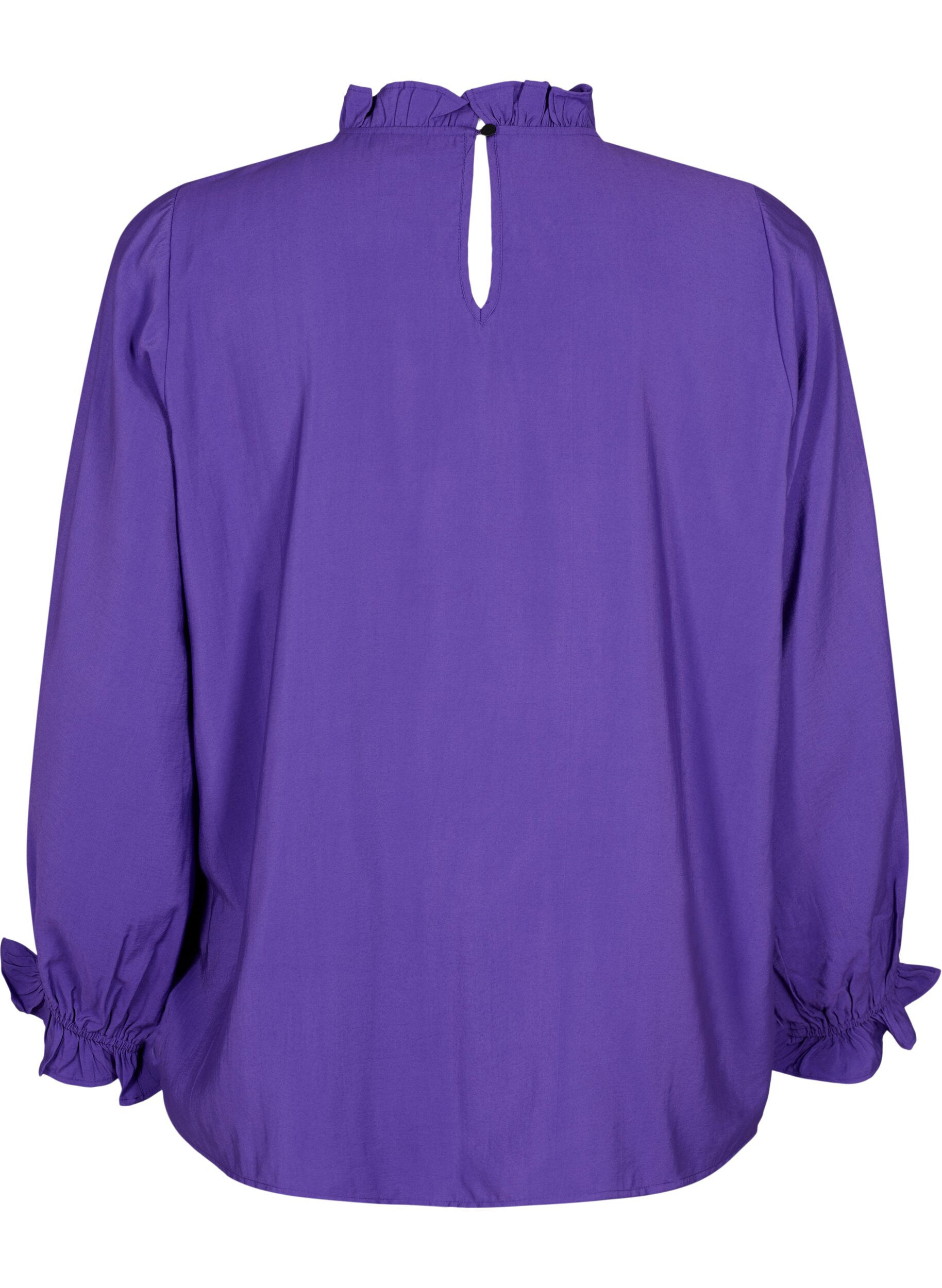 Zizzi Lang&aelig;rmet viskosebluse med fl&aelig;ser, Prism Violet, Packshot image number 1