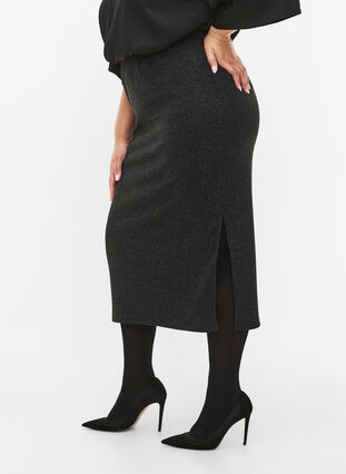 Tætsiddende glitter nederdel, Black Silver, Model image number 2