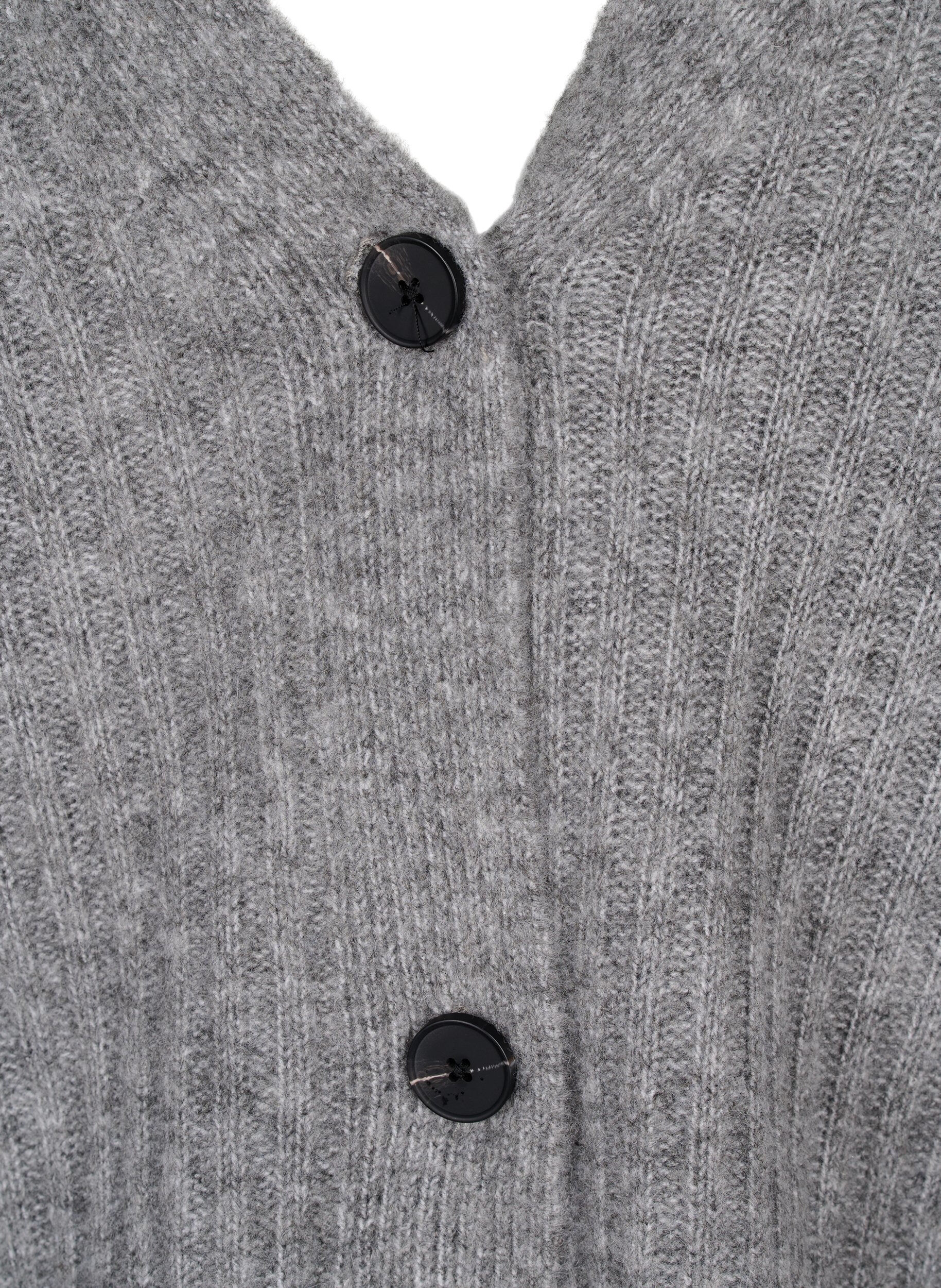 Zizzi Meleret cardigan i ribstrik, Light Grey Melange, Packshot image number 2