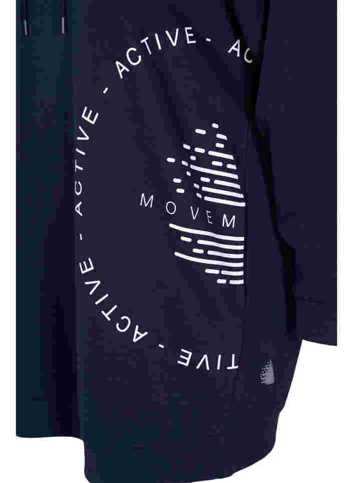 Lang sweatshirt med hætte og printdetaljer, Night Sky, Packshot image number 3