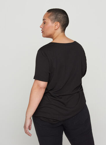 Kortærmet t-shirt med rund hals, Black, Model image number 1