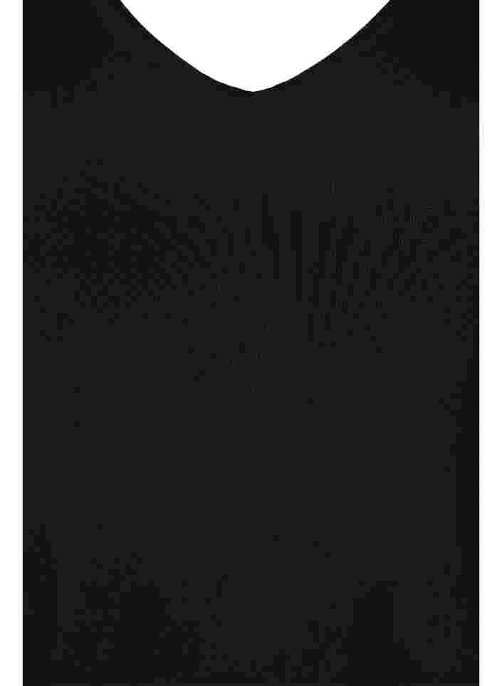 Tætsiddende meshbluse med v-hals, Black, Packshot image number 2