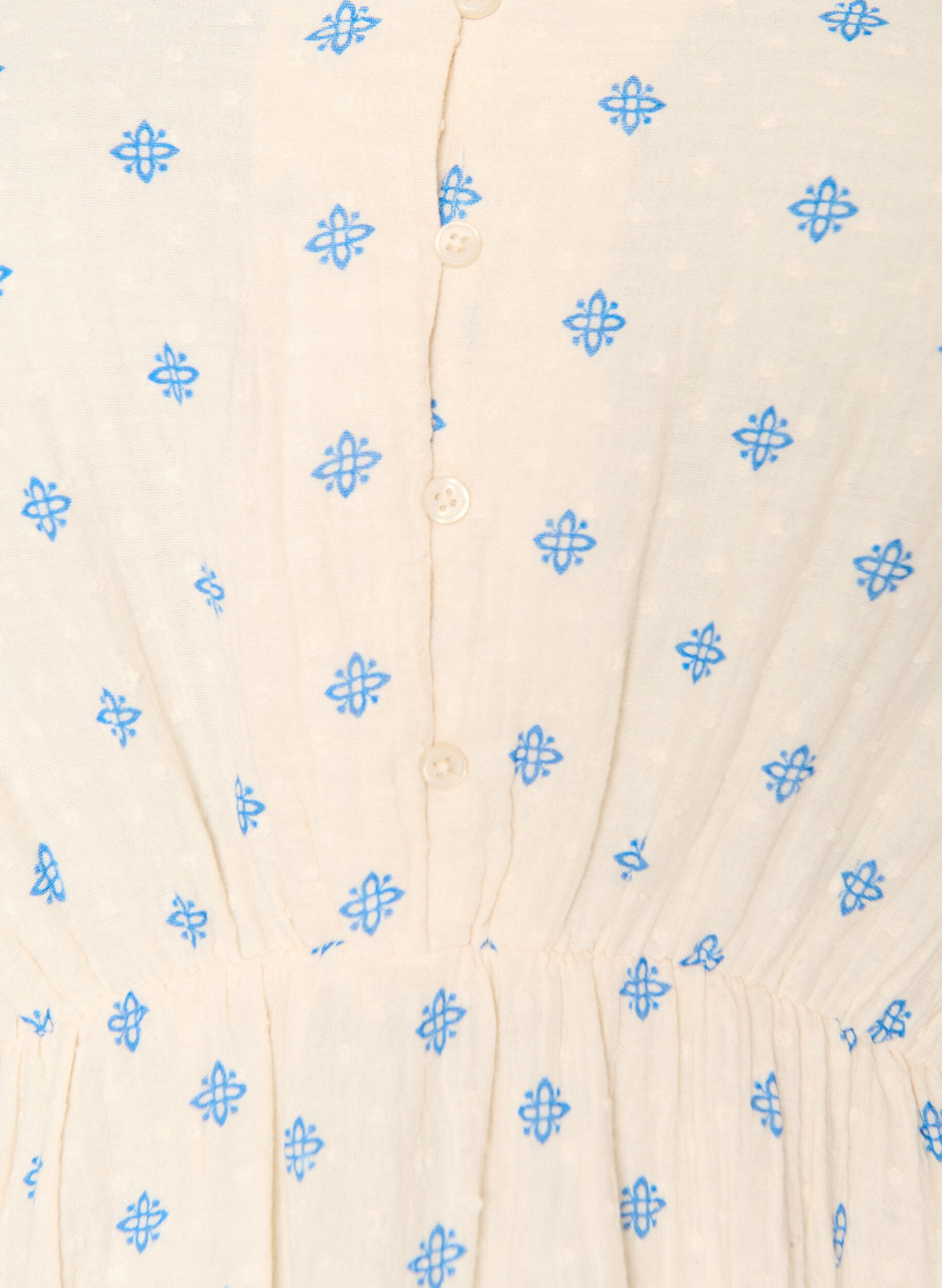 ZizziKjole i bomuld med print og elastisk talje, Beige, Packshot image number 2