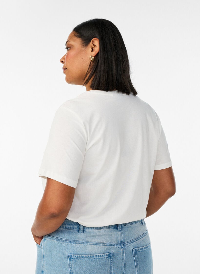 Bomulds T-shirt med print, Hvid, Model image number 2