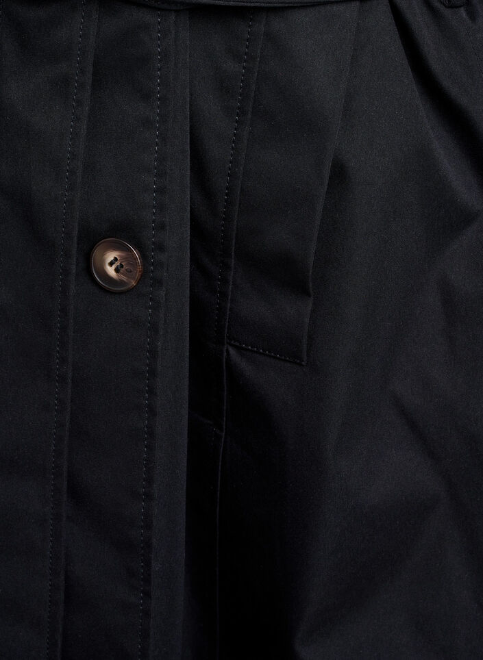 Mellemlang trenchcoat med bælte, Black, Packshot image number 3