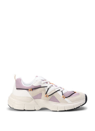 Wide fit sneakers med kontrastfarvet snøredetalje, Elderberry, Packshot image number 0