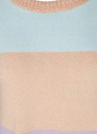 Stribet strikbluse med rund halsudskæring, Chambray Blue Comb, Packshot image number 2
