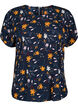 Kortærmet bluse med blomsterprint, Sky Captain Flower, Packshot image number 0