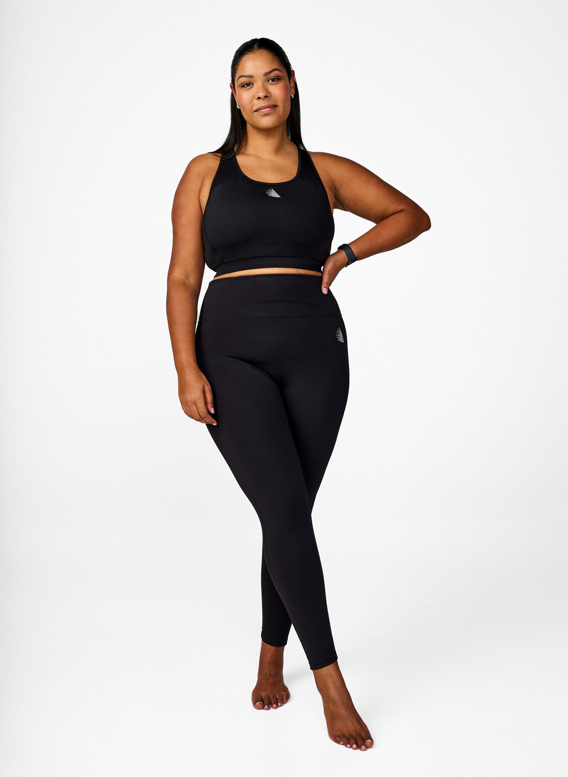 Zizzi Sports bh med frontlomme, Sort, Model image number 1