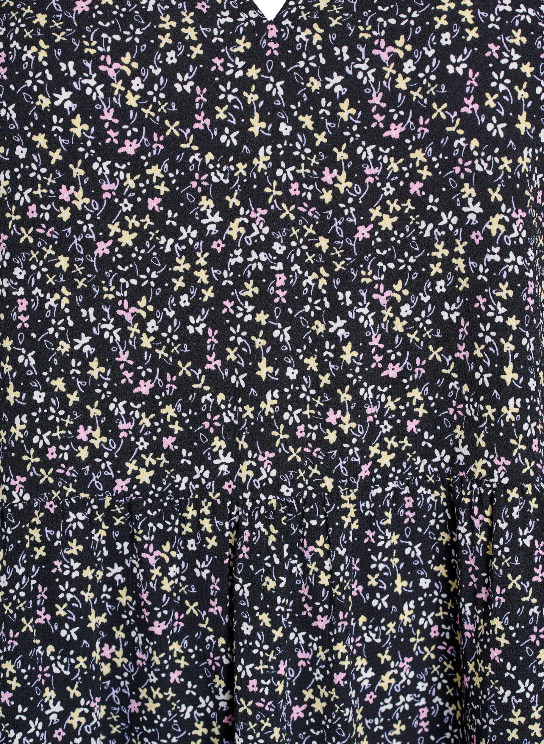 Zizzi Kort&aelig;rmet kjole med a-snit og sk&aelig;ringer, Sort, Packshot image number 2