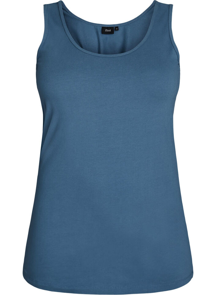 Ensfarvet basis top i bomuld, Gr&aring;, Packshot image number 0