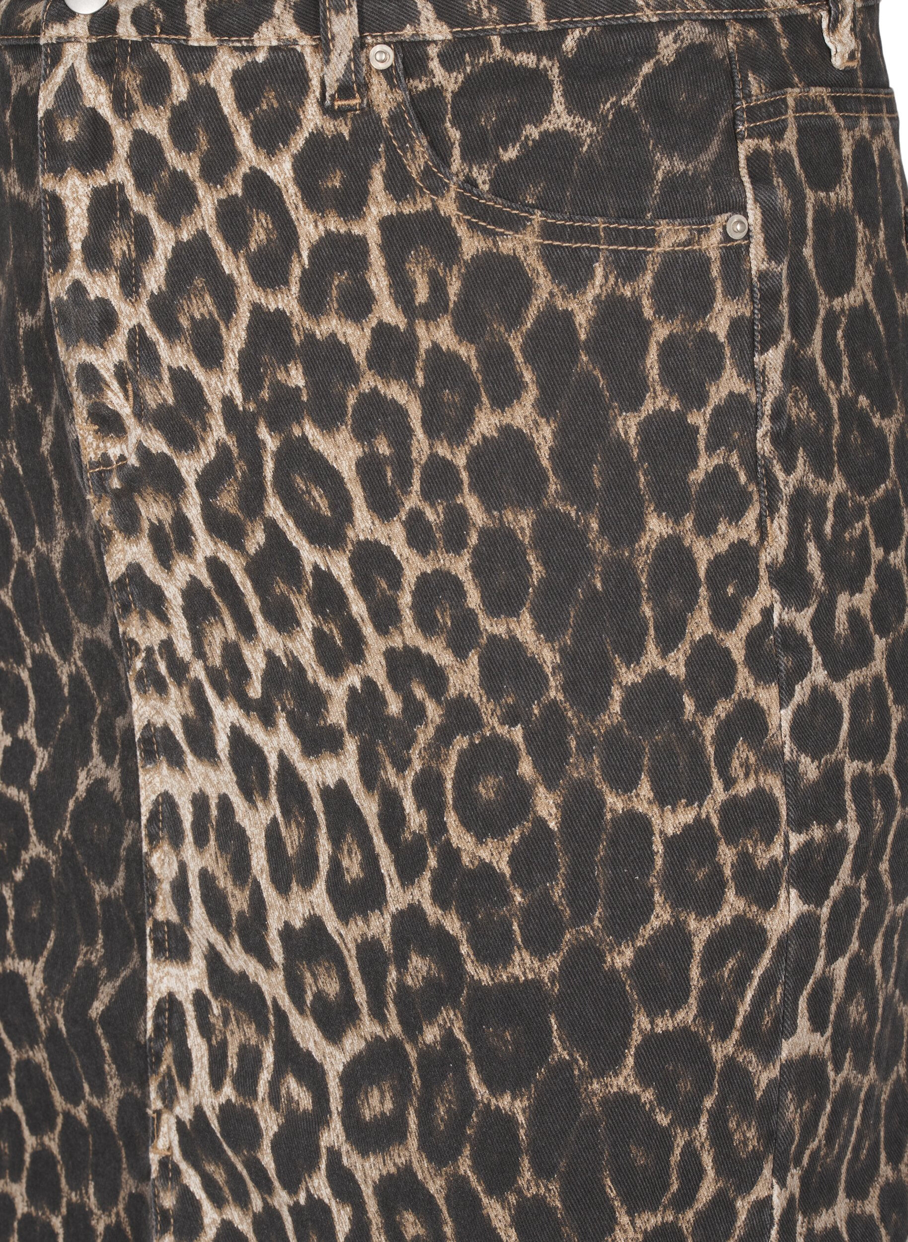Zizzi Maxinederdel med leopardprint og frontslids, Leo AOP, Packshot image number 2
