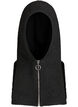 Ribstrikket balaclava med lynlås, Sort, Packshot image number 0