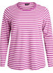 Stribet bluse med lange &aelig;rmer, Lilla, Packshot image number 0