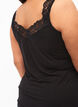 Viskose top med blondekant, Sort, Model image number 3