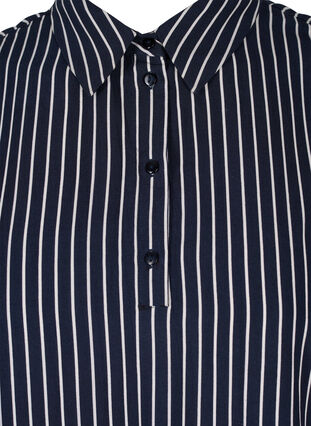 Ærmeløs viskose tunika med krave, Blue White Stripe, Packshot image number 2