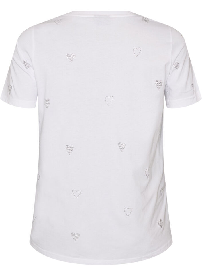 T-shirt i &oslash;kologisk bomuld med hjerter, Hvid, Packshot image number 1