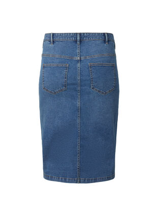 Denim nederdel med slids foran, Blue denim, Packshot image number 1