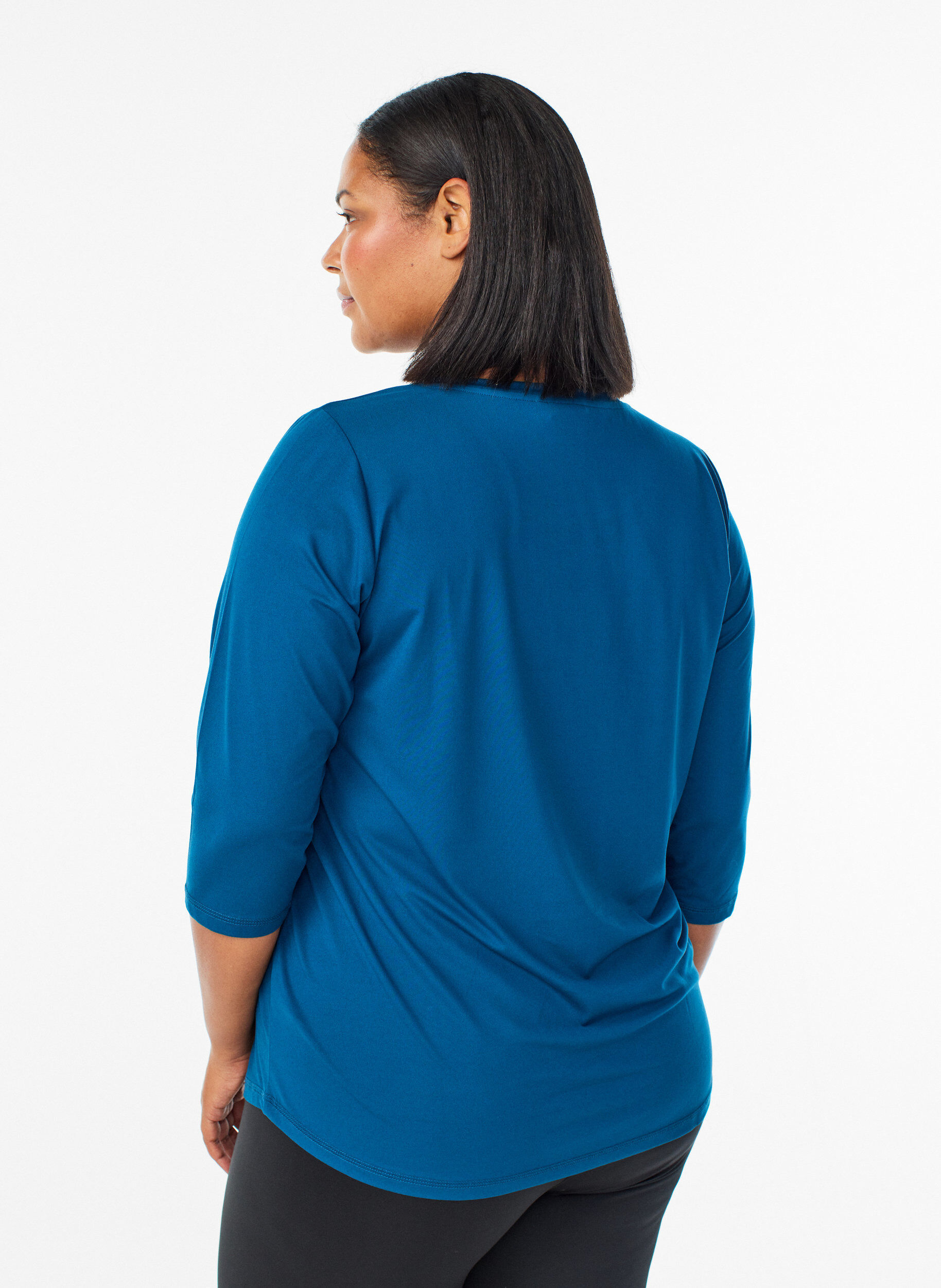 ZizziTr&aelig;ningsbluse med 3/4 &aelig;rmer, Bl&aring;, Model image number 2