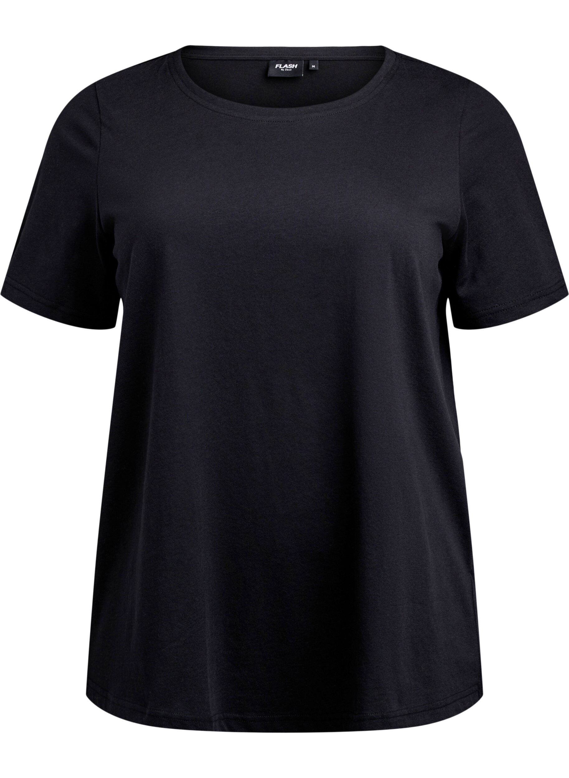 Zizzi FLASH - 2-pak t-shirts med rund hals, Black/Black, Packshot image number 2