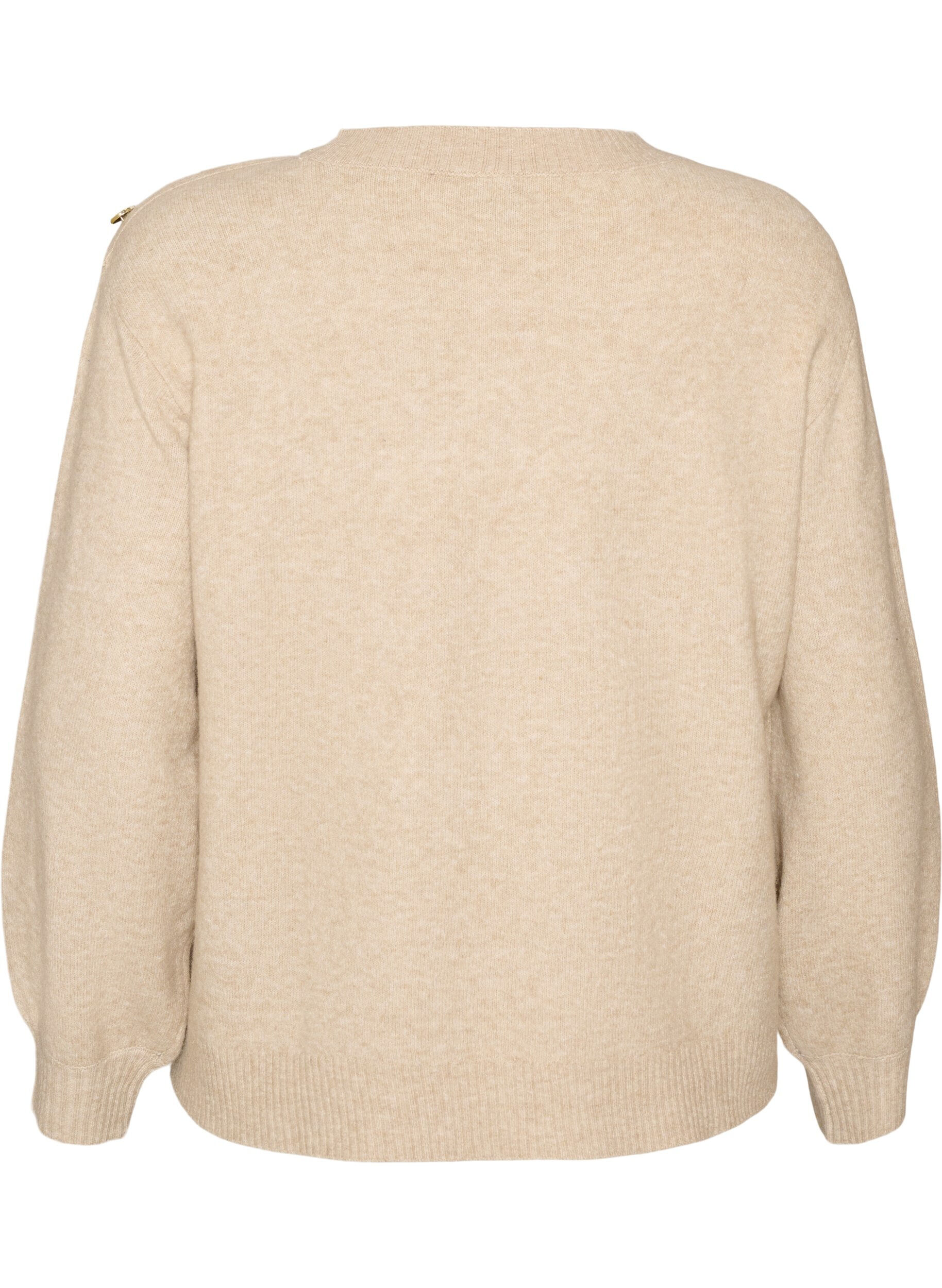 ZizziStrikbluse med knapdetalje, Beige, Packshot image number 1