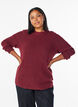 Meleret strikbluse med rund hals, R&oslash;d, Model image number 0