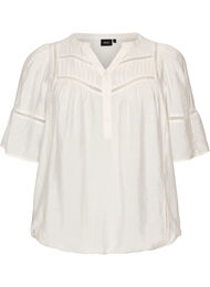 Viskosebluse med pintucks og ballon-effekt, Vanilla