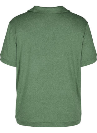 Meleret bluse med krave og 2/4 ærmer, Green Melange, Packshot image number 1