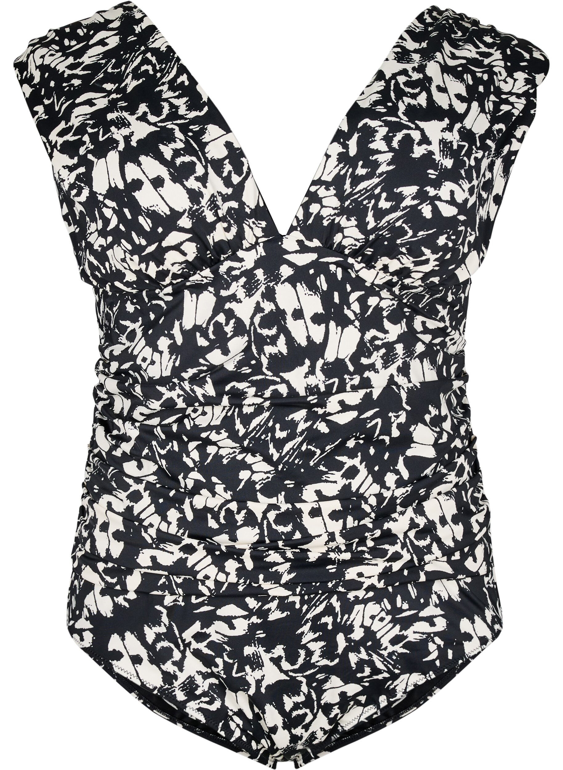 M&oslash;nstret badedragt med dyb V-udsk&aelig;ring