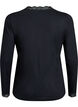 Viskosebluse med blondekanter og V-hals, Sort, Packshot image number 1