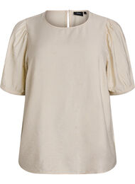 Viskosebluse med 1/2 &aelig;rmer, Beige