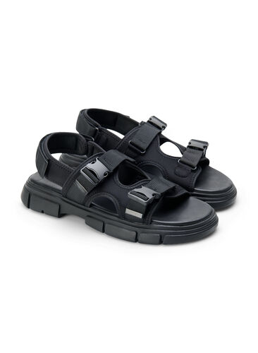 Wide fit sandal , Black, Packshot image number 3