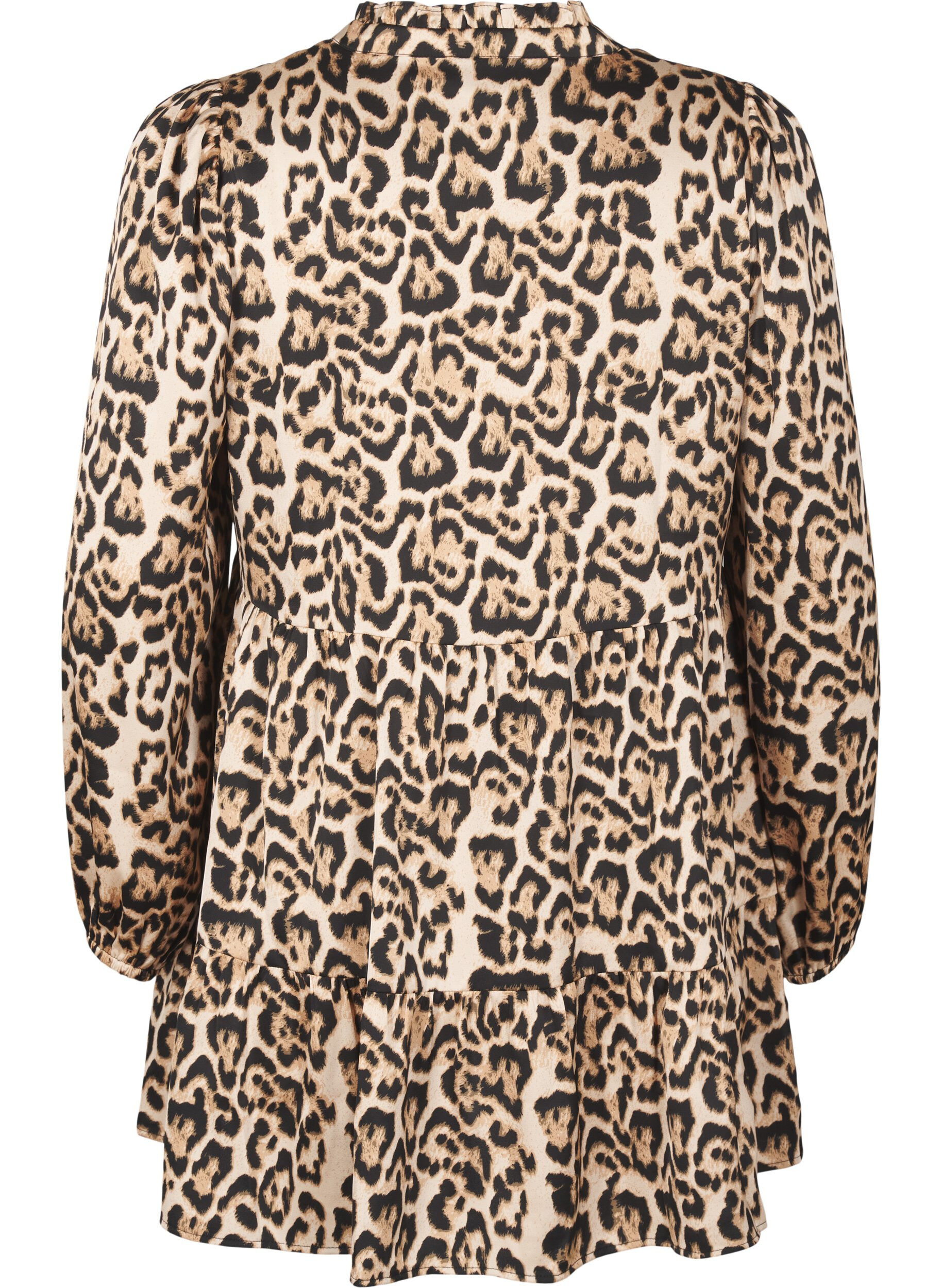 Zizzi Tunika med leopardprint og lange &aelig;rmer, Leo AOP, Packshot image number 1