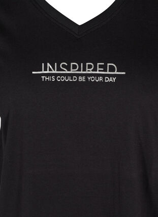 Bomulds trænings t-shirt med tryk, Black Inspired, Packshot image number 2