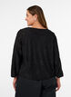 Transparent bluse med blomsterstruktur og lange &aelig;rmer, Sort, Model image number 2