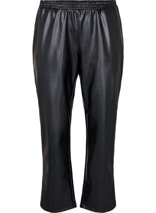 Bukser i imiteret læder med lommer, Black, Packshot image number 0