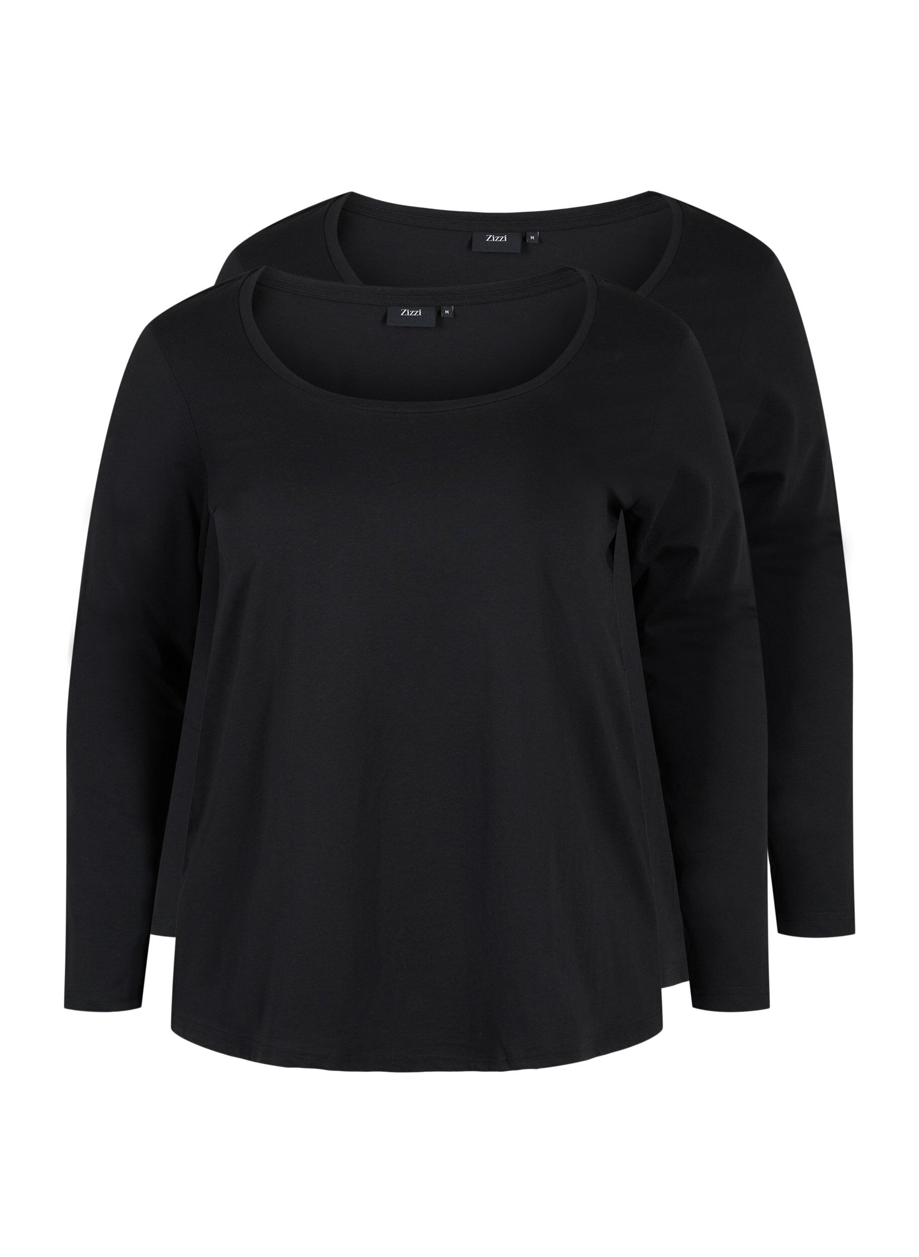 Zizzi 2-pak basis bluse i bomuld, Black/Black, Packshot image number 0