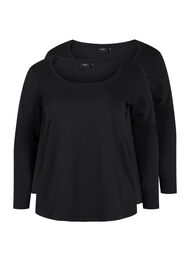 2-pak basis bluse i bomuld, Black/Black
