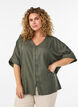 Bluse i viskose med crochetb&aring;nd og knapper, Gr&oslash;n, Model image number 0