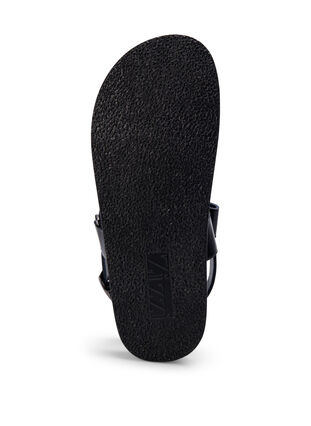 Wide fit sandal i læder med justerbare stropper, Black, Packshot image number 5