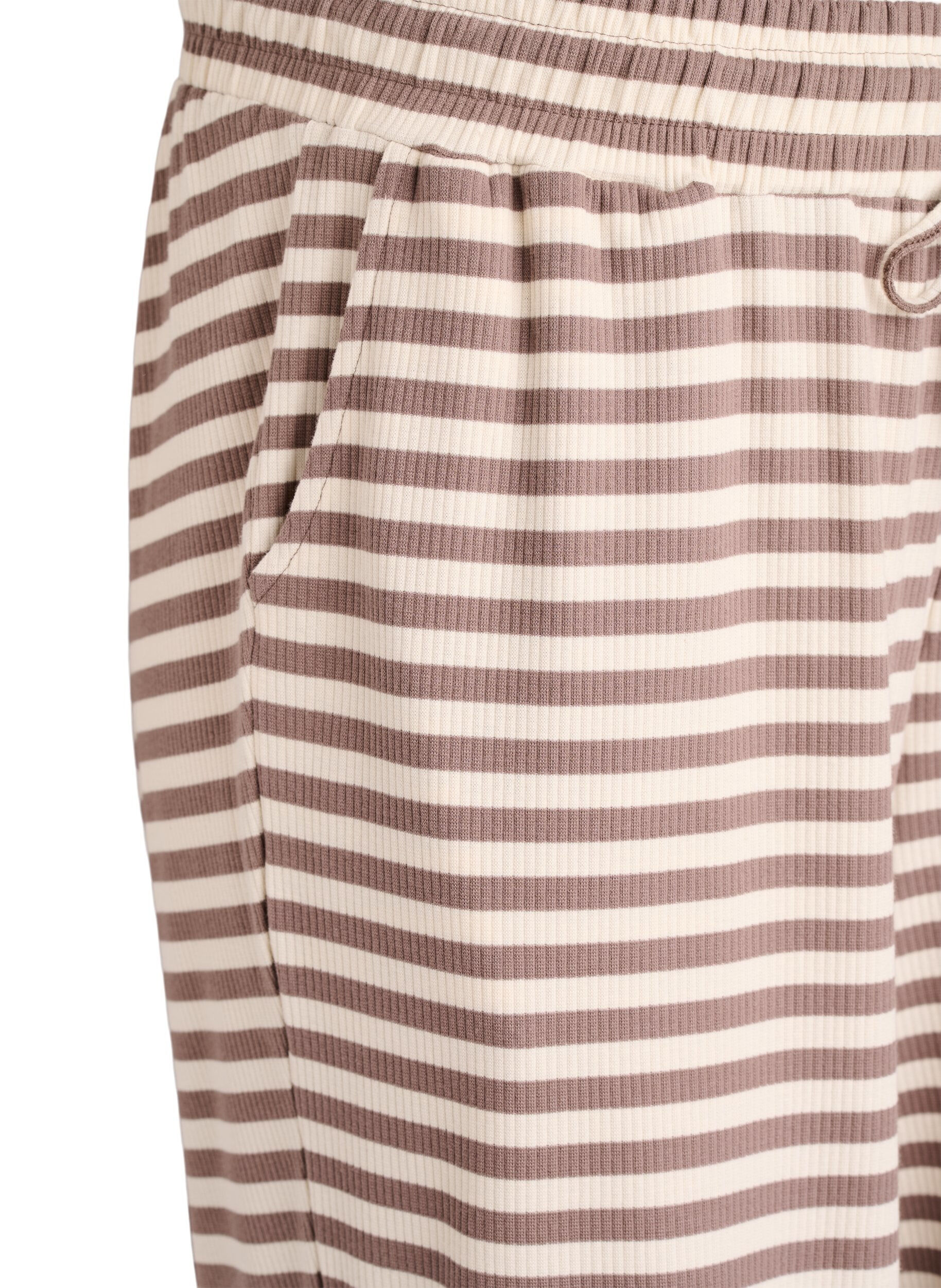 ZizziStribede natbukser med h&oslash;j talje og brede ben, Beige, Packshot image number 2