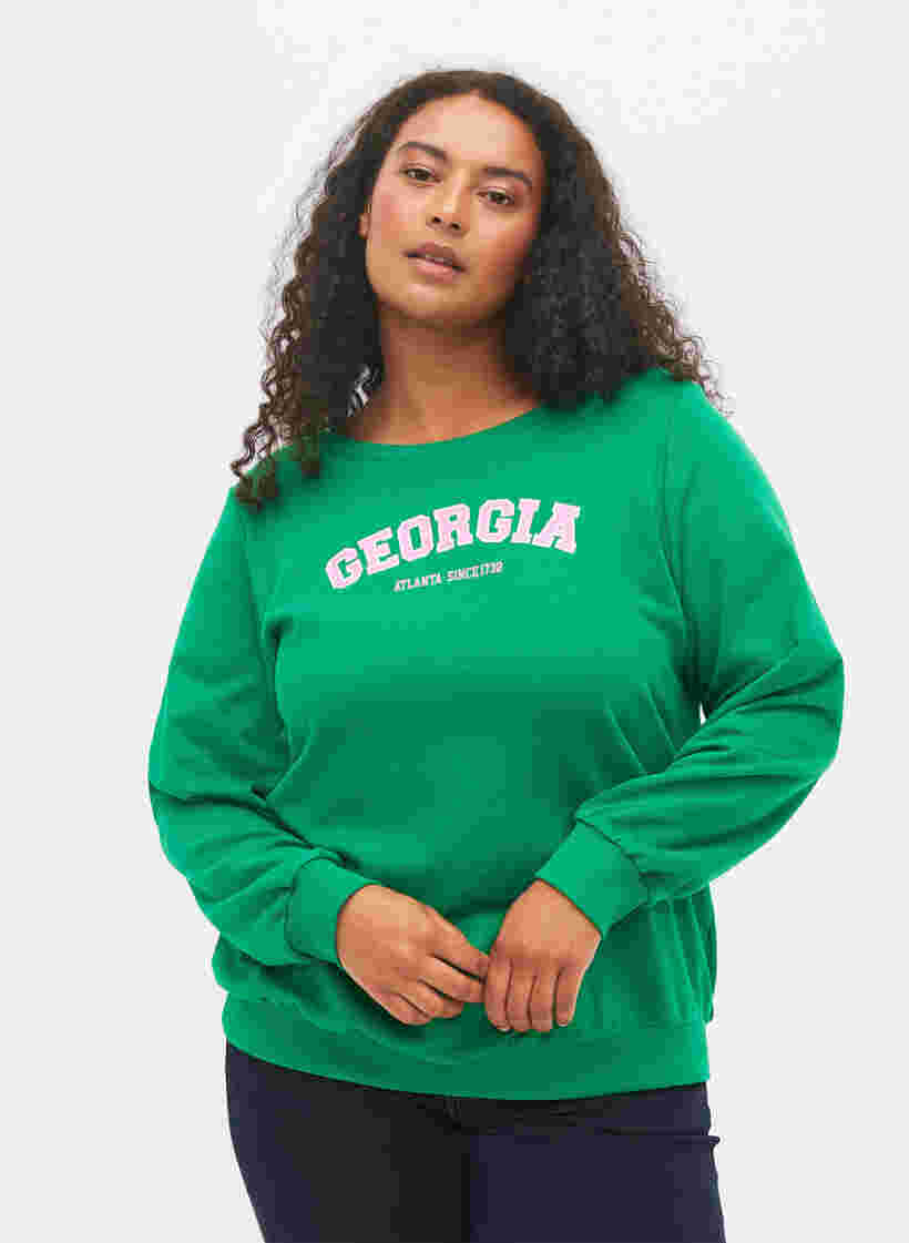 Bomulds sweatshirt med tekst tryk , Jolly Green, Model