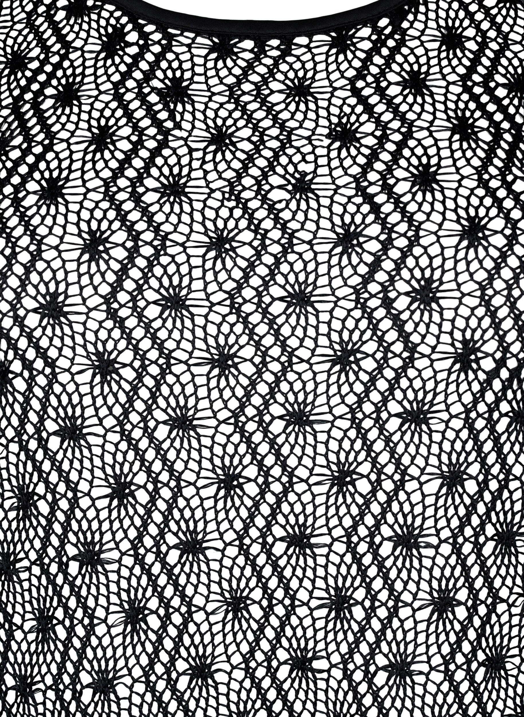 Zizzi Crochetkjole med lange &aelig;rmer, Black, Packshot image number 2