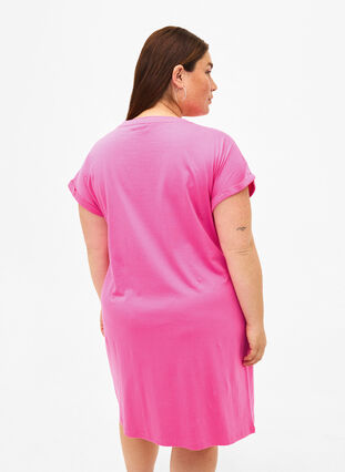 2-pak bomuldskjole med korte ærmer , Shocking Pink/Black, Model image number 1