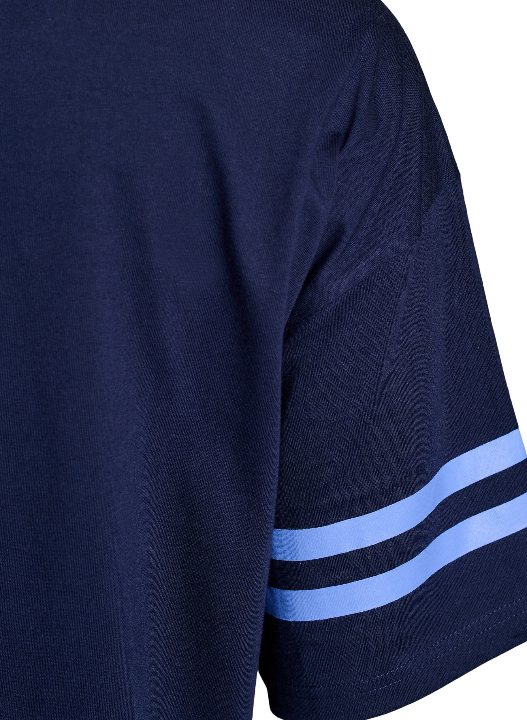 Zizzi Sporty oversize college t-shirt, Bl&aring;, Packshot image number 3
