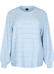 Strikbluse med rund hals og hulmønster, Cashmere Blue Mel., Packshot image number 0