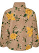 Blomstret fleecejakke med h&oslash;j hals og lynl&aring;s, Beige, Packshot image number 1