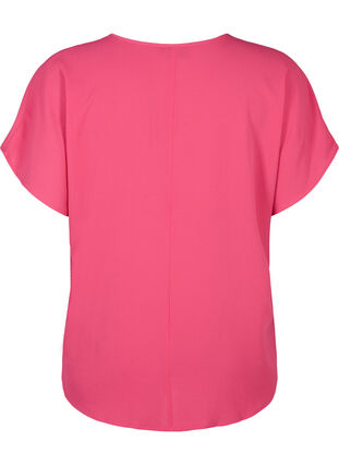 Bluse med korte ærmer og rund halsudskæring, Raspberry Sorbet, Packshot image number 1